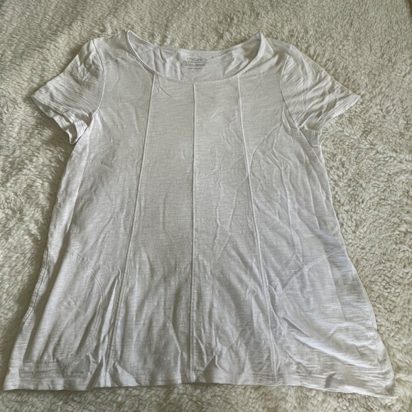 Chico's Tops - Chico's The Ultimate Tee White Short Sleeve Slub Cotton Modal Top Size 1 Medium